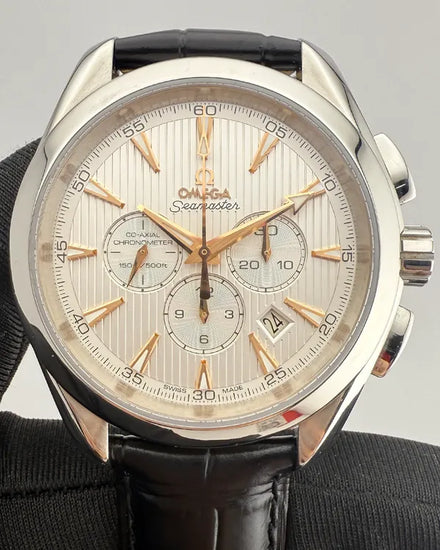 2023 Omega Seamaster Aqua Terra 150M Chronograph 44MM Silver Dial Leather Strap (231.13.44.50.02.001)