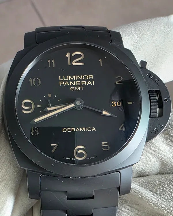 Panerai Luminor 1950 GMT "Tuttonero" 44MM Black Dial Ceramic Bracelet (PAM00438)
