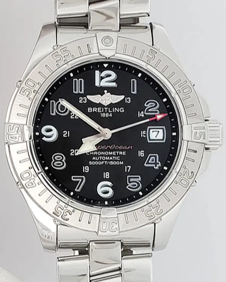 Breitling Superocean 42MM Black Dial Steel Bracelet (A17360)