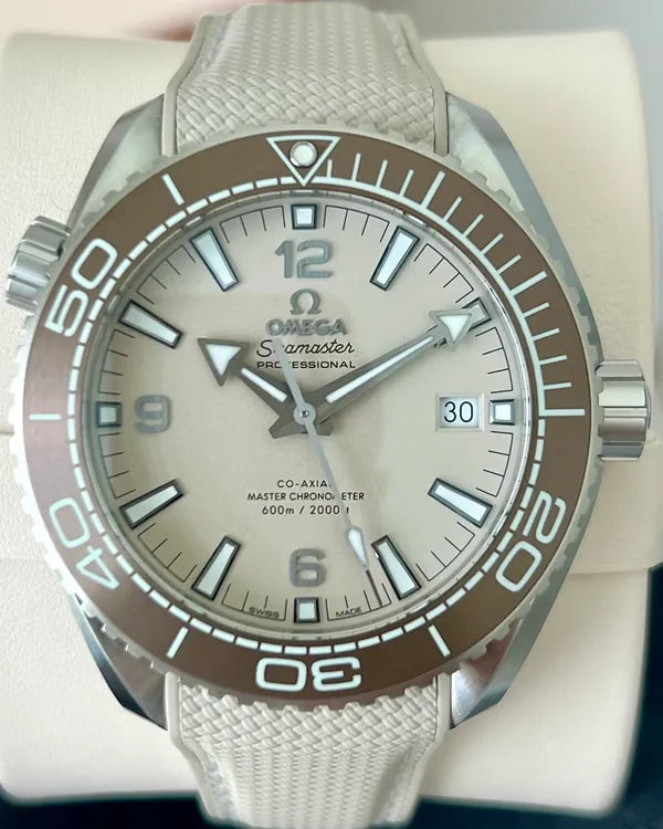2024 Omega Seamaster Planet Ocean 600M 43.5MM Beige Dial Rubber Strap (215.32.44.21.09.001)