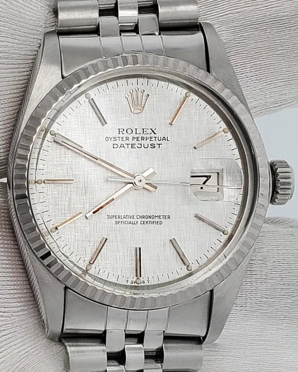 Rolex Datejust 36MM Silver "Linen" Dial Jubilee Bracelet (16014)