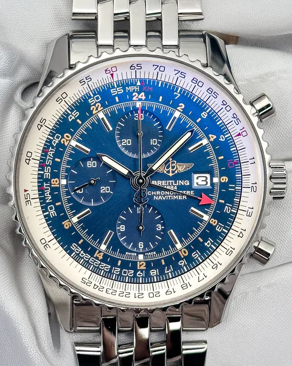 2016 Breitling Navitimer World GMT 46MM Blue Dial Steel Bracelet (A2432212/C651)