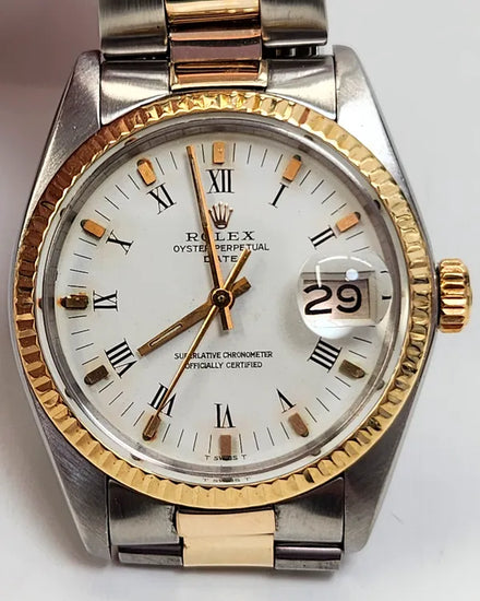 Rolex Oyster Perpetual Date 34MM White Dial Two-Tone Oyster Bracelet (1500)