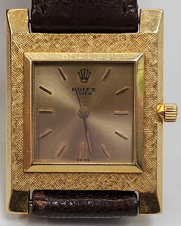 Rolex Cellini Ultra Thin 26MM Gold Dial Leather Strap (9578)