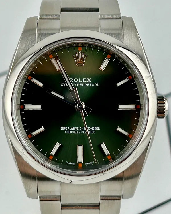 2018 Rolex Oyster Perpetual 34MM Green Dial Oyster Bracelet (114200)
