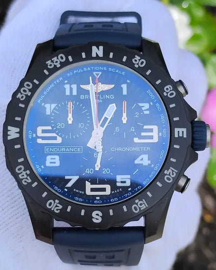 2019 Breitling Endurance Pro 44MM Quartz Black Dial Rubber Strap (X82310)