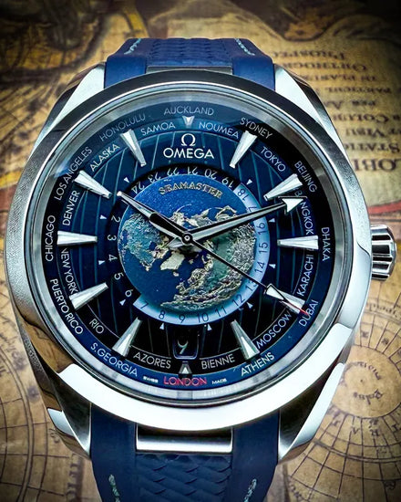 2022 Omega Seamaster Aqua Terra Worldtimer 43MM Blue Dial Rubber Strap (220.12.43.22.03.001)
