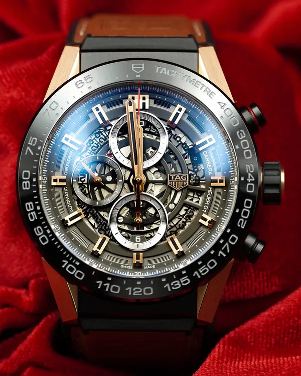 Tag Heuer Carrera Calibre HEUER 01 45MM Skeleton Dial Leather Strap (CAR2A5C.FT6125)