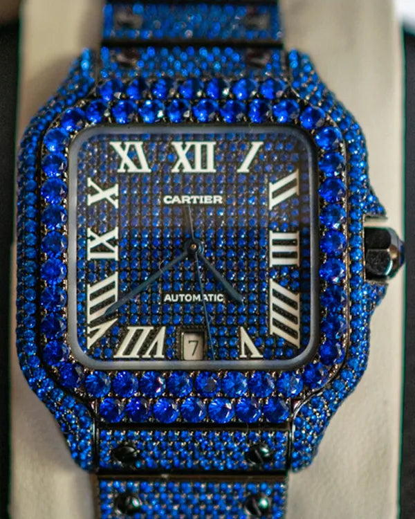 No Reserve - 2023 Cartier Santos de Cartier 39.8MM Aftermarket Diamonds Dial Aftermarket Steel Bracelet (WSSA0037)