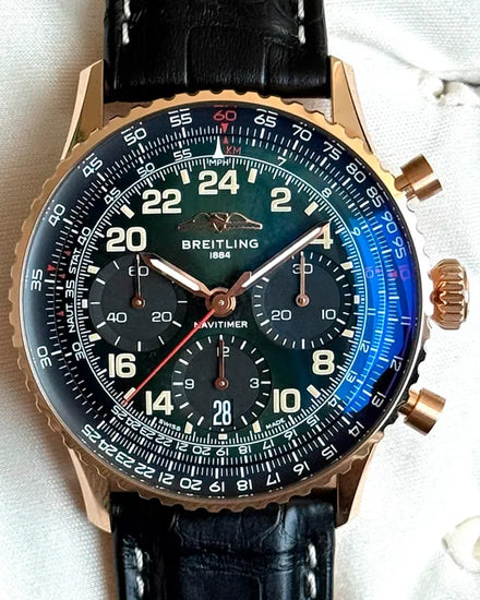 Breitling Navitimer L.E. 41MM Green Dial Leather Strap (RB1230)