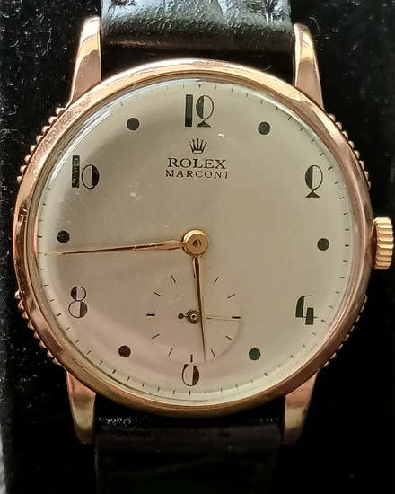 Rolex Marconi 32.4MM Silver Dial Aftermarket Leather Strap (8274)