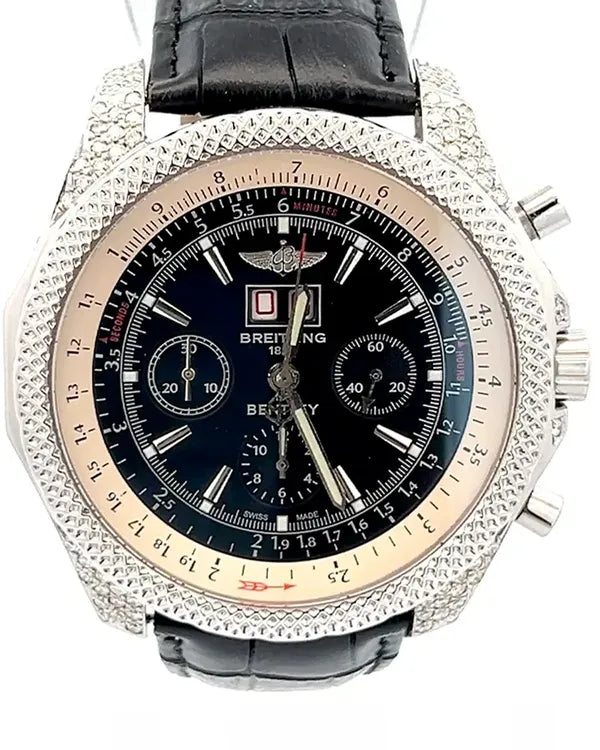 Breitling Bentley Chronograph 48MM Black Dial Leather Strap (A44362)