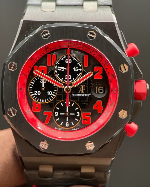 Audemars Piguet Royal Oak Offshore Chronograph "Marcus" L.E. 42MM Black Dial Leather Strap (26299SN.OO.D001GA.01)