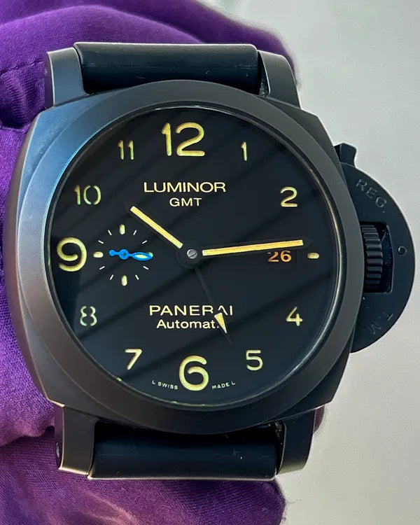 2019 Panerai Luminor 1950 3 Days GMT Automatic 44MM Black Dial Rubber Strap (PAM01441)