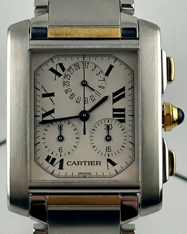 Cartier Tank Française Chronograph Quartz 28MM White Dial Two-Tone Bracelet (2303)