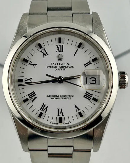 Rolex Oyster Perpetual Date 34MM White "Buckley" Dial Oyster Bracelet (15200)