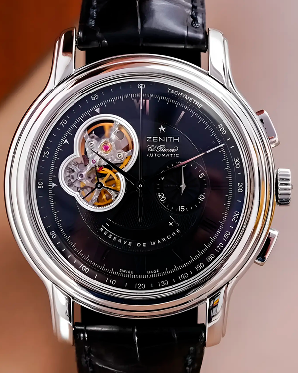 Zenith El Primero Chronomaster Open 45MM Black Dial Leather Strap (03.1260.4021)