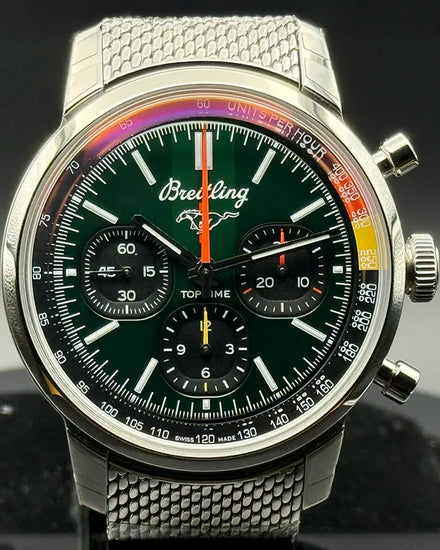 2023 Breitling Top Time B01 "Ford Mustang" 41MM Green Dial Steel Bracelet (AB01762A1L1A1)