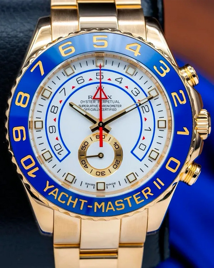 Rolex Yacht-Master II 44MM White Dial Yellow Gold Oyster Bracelet (116688)