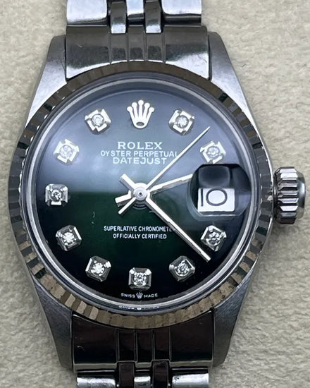 Rolex Oyster Perpetual Lady Date 26MM Aftermarket Green Dial Jubilee Bracelet (6517)