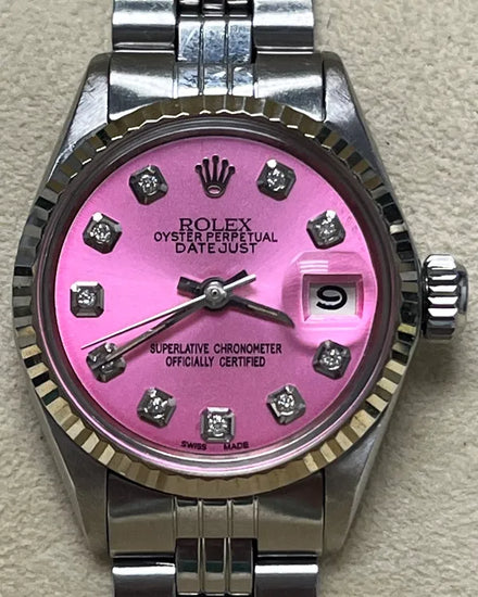 Rolex Oyster Perpetual Lady Date 26MM Aftermarket Pink Dial Jubilee Bracelet (6517)