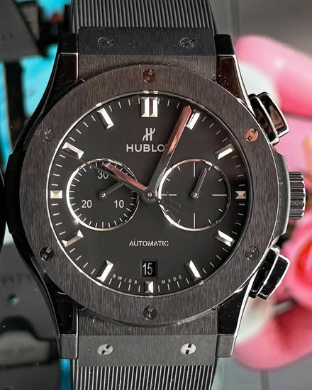 Hublot Classic Fusion Chronograph Black Magic 42MM Black Dial Rubber Strap (541.CM.1171.RX)