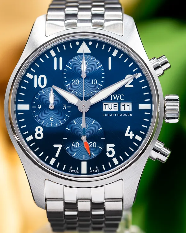 2024 IWC Schaffhausen Pilot Chronograph 41MM Blue Dial Steel Bracelet (IW388102)
