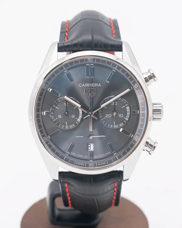 Tag Heuer Carrera Chronograph 42MM Grey Dial Leather Strap (CBN2012.FC6483)