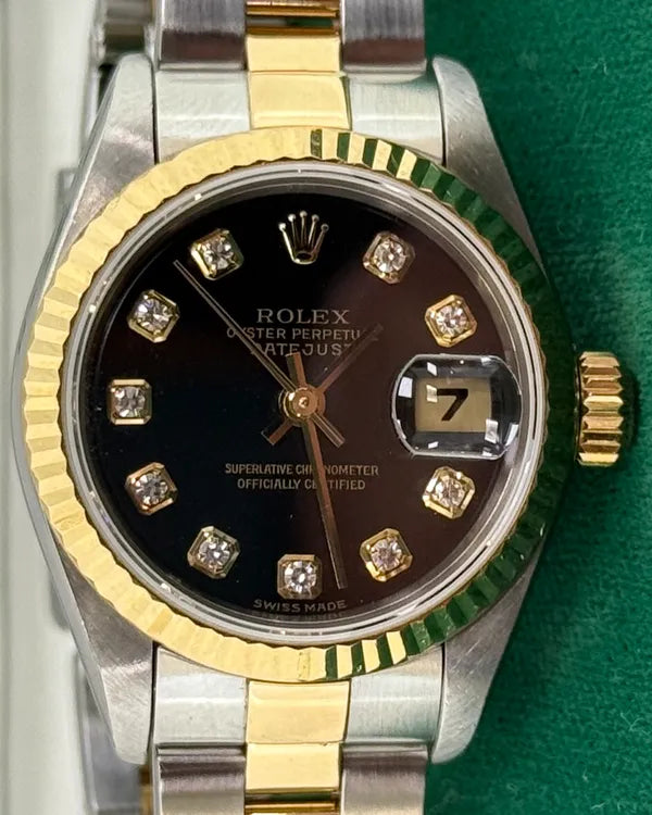 Rolex Lady-Datejust 26MM Black Dial Two-Tone Oyster Bracelet (79173G)