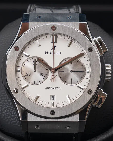 Hublot Classic Fusion Chronograph 45MM White Dial Leather Strap (521.NX.2611.LR)