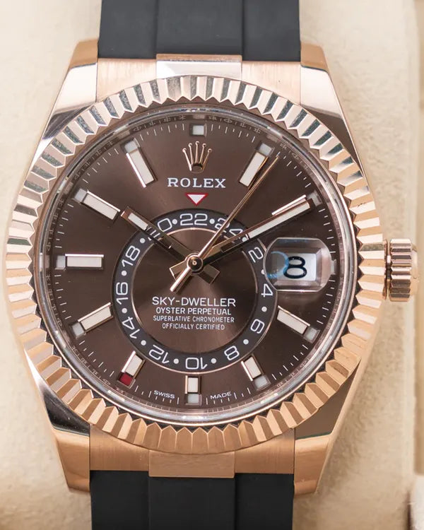 2023 Rolex Sky-Dweller 42MM Chocolate Dial Rubber Strap (326235)