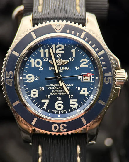 2017 Breitling Superocean 42MM Blue Dial Leather Strap (A17365)