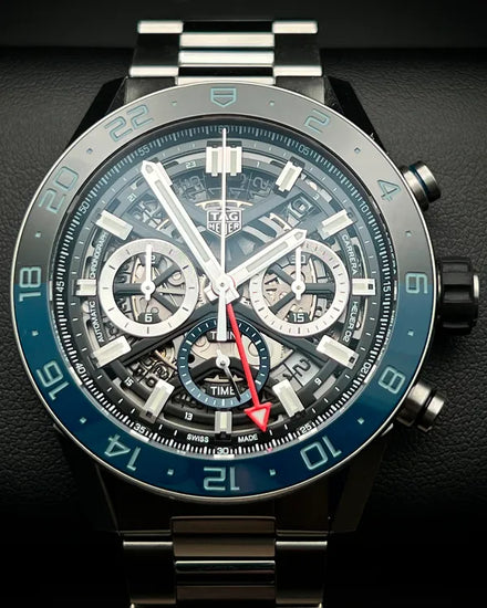 2022 TAG Heuer Carrera 45MM Skeleton Dial Steel Bracelet (CBG2A1Z)