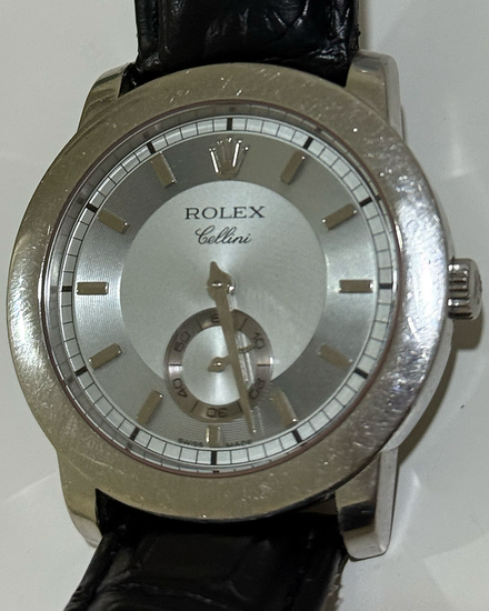 Rolex Cellini 38MM Silver Dial Aftermarket Leather Strap (5241)