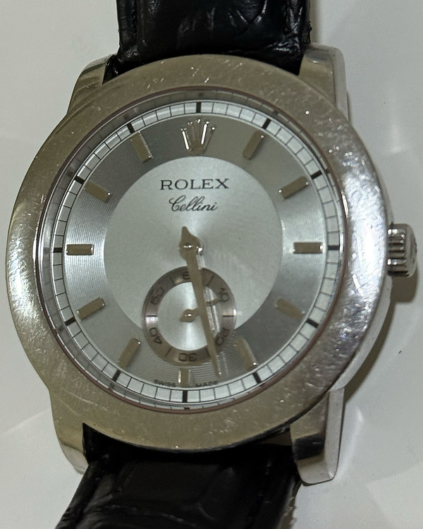 Rolex Cellini 38MM Silver Dial Aftermarket Leather Strap (5241)