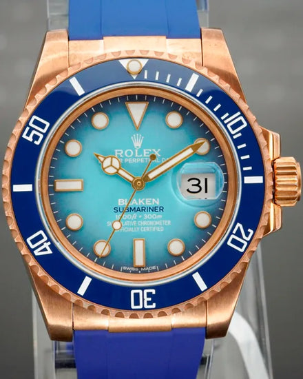 2024 Rolex Submariner "Blaken Bluesy" 41MM Aftermarket Blue Dial Aftermarket Rubber Strap (126610LN)