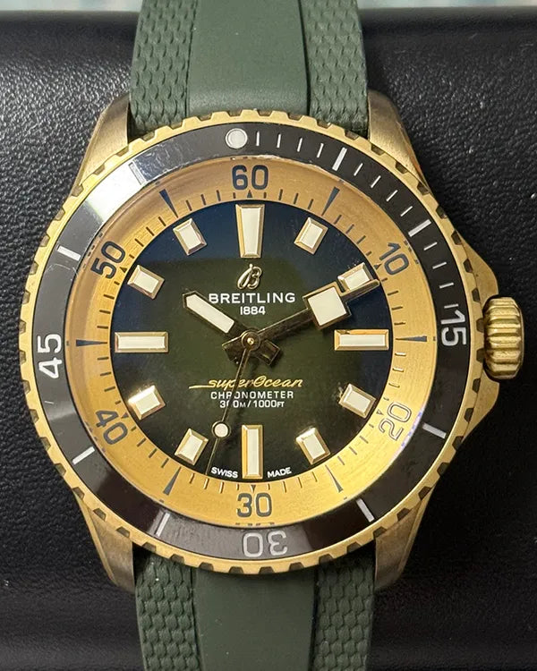 Breitling Superocean 42MM Green Dial Rubber Strap (N17375)