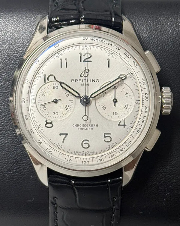 Breitling Premier B09 Chronograph 40MM Silver Dial Leather Strap (AB0930)