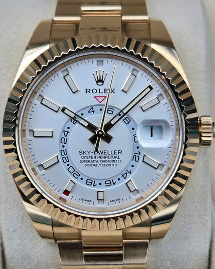 Rolex Sky-Dweller 42MM White Dial Yellow Gold Oyster Bracelet (326938)