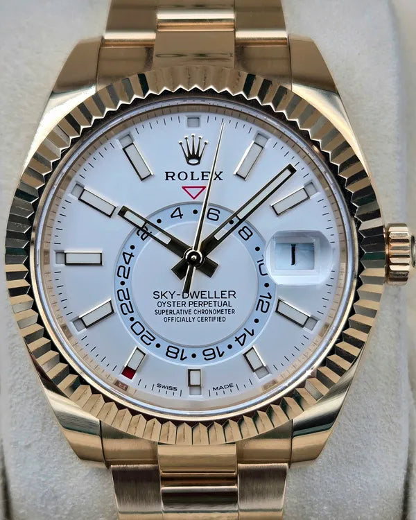 Rolex Sky-Dweller 42MM White Dial Yellow Gold Oyster Bracelet (326938)