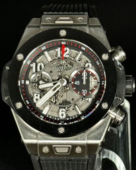 2020 Hublot Big Bang Unico Chronograph 45MM Skeleton Dial Rubber Strap (411.NM.1170.RX)
