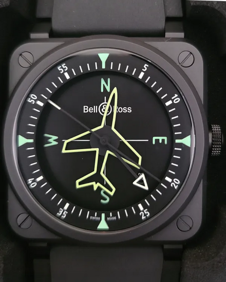 Bell & Ross BR 03 Gyrocompass L.E. 41MM Black Dial Rubber Strap (BR03A-CPS-CE/SRB)