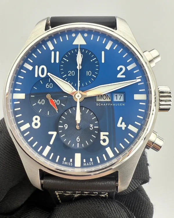 2019 IWC Schaffhausen Pilot Chronograph "Le Petit Prince" 43MM Blue Dial Leather Strap (IW377714)
