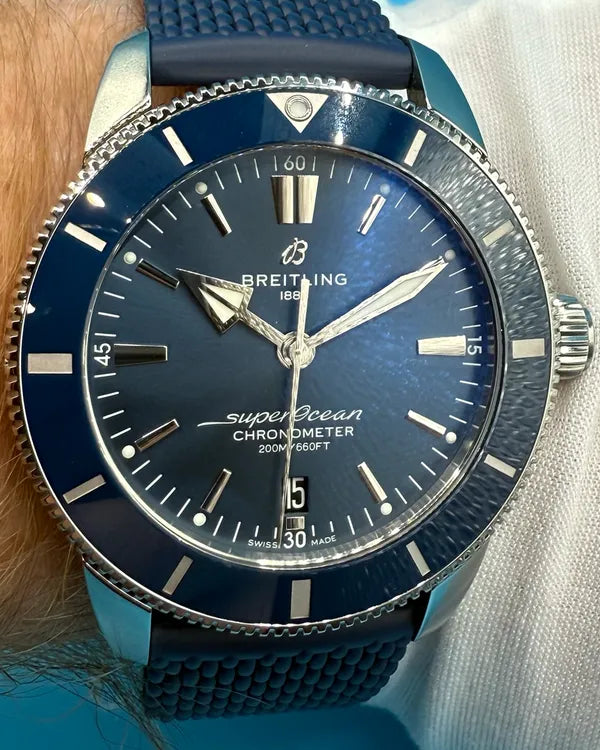 2021 Breitling Superocean Heritage II 44MM Blue Dial Rubber Strap (AB2030)