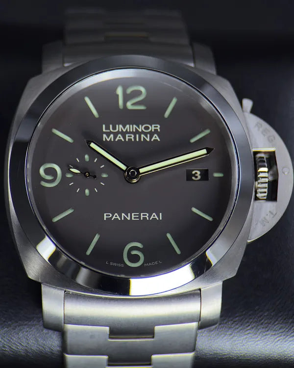 2012 Panerai Luminor Marina 44MM Black Dial Titanium Bracelet (PAM00352)