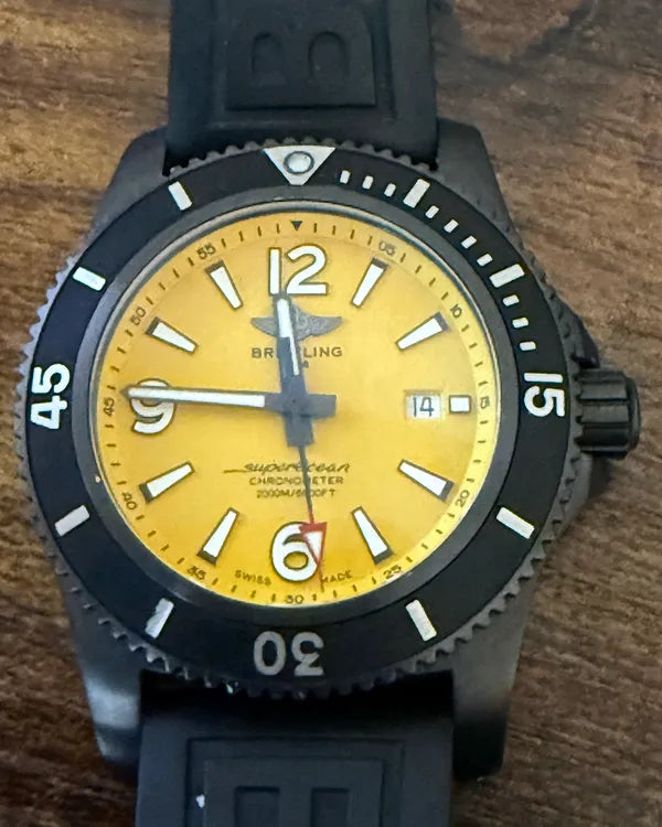 Breitling Superocean II 46MM Yellow Dial Rubber Strap (M17368)
