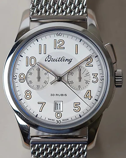 2019 Breitling Transocean Chronograph 1915 L.E. 43MM Silver Dial Steel Bracelet (AB1411)