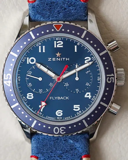 Zenith Pilot Chronograph Type CP-2 "USA" L.E. 43MM Blue Dial Leather Strap (03.2241.405/51.C915)