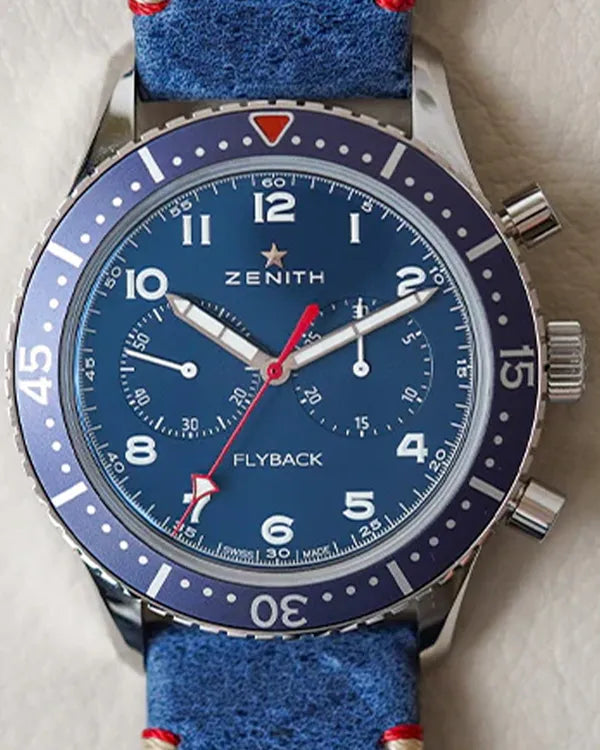 Zenith Pilot Chronograph Type CP-2 "USA" L.E. 43MM Blue Dial Leather Strap (03.2241.405/51.C915)