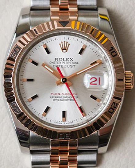 Rolex Datejust Turn-O-Graph 36MM Silver Dial Two-Tone Super Jubilee Bracelet (116261)